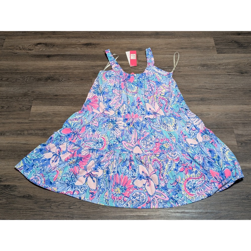 Lilly Pulitzer Loro Dress Multi Pop Up Got Your Back‎ Floral Tiered Mini Small